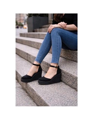 Black solid color espadrilles for women