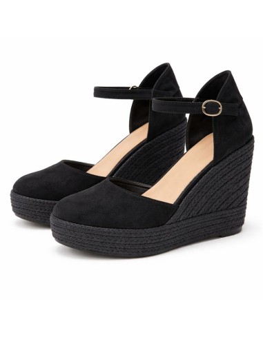Black solid color espadrilles for women