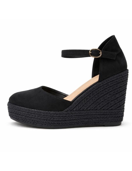 Black solid color espadrilles for women