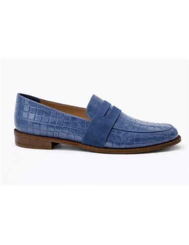 femmes mocassins de peau bleu W-CANORI-BLUE