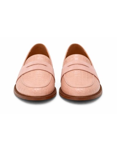 Mocasines de mujer de piel con piel de coco color rosa