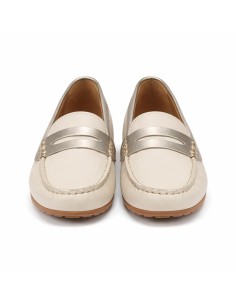 Mocasines de mujer de piel con antifaz color blanco 2
