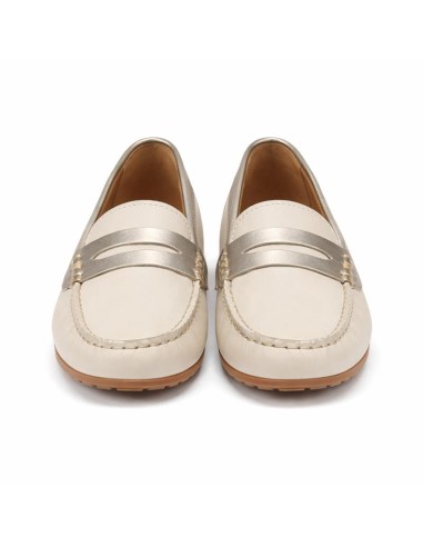 Mocasines de mujer de piel con antifaz color blanco