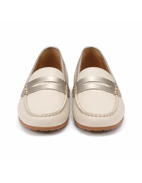 Mocasines de mujer de piel con antifaz color blanco