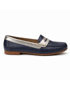 Mocasines de mujer de piel con antifaz color azul 2