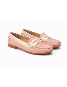 Mocasines de mujer de piel con antifaz color rosa 2