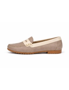 Mocasines de mujer de piel con antifaz color beige 2