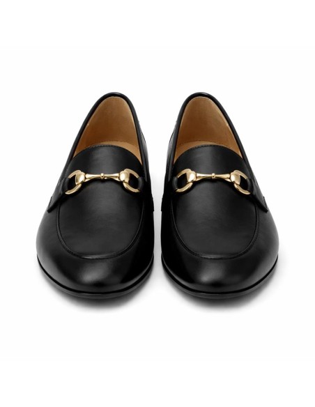 Black leather women's moccasins