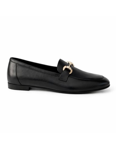 Black leather women's moccasins