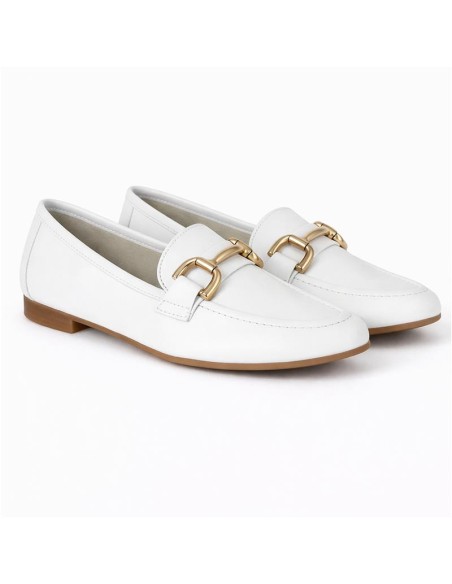 Mocasines de mujer de piel con antifaz color blanco