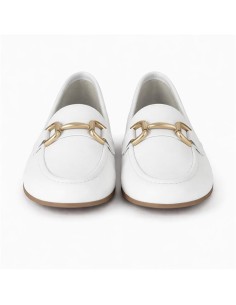 Mocasines de mujer de piel con antifaz color blanco 2
