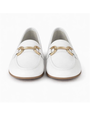 White leather women's moccasins
