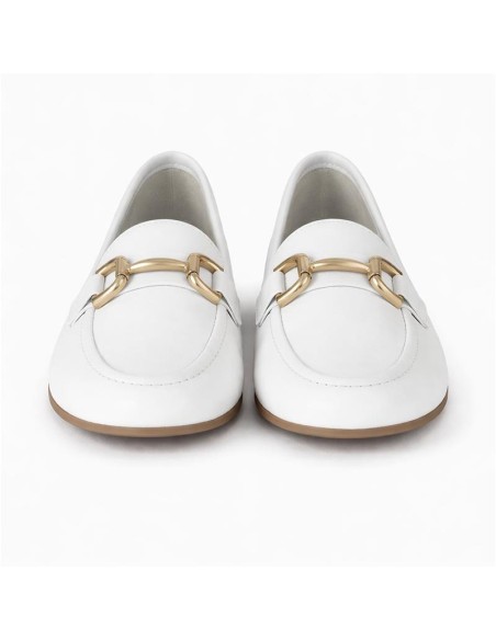Mocasines de mujer de piel con antifaz color blanco