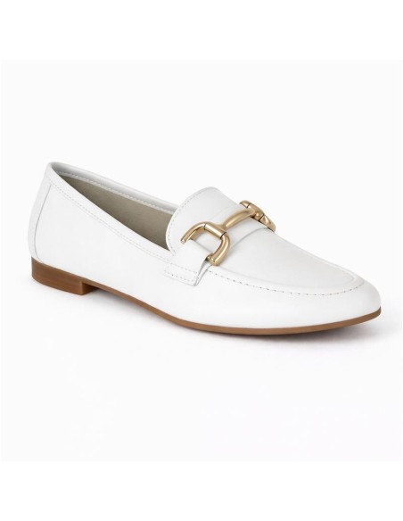 White leather women's moccasins