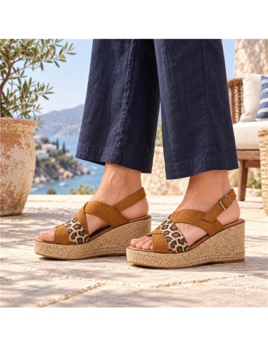 Light Brown leather espadrilles for women