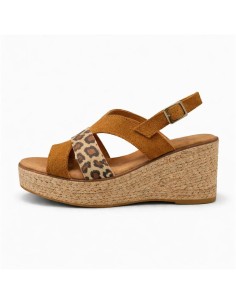 Alpargatas de mujer de piel combinado de pieles color cuero 2