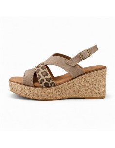 Alpargatas de mujer de piel combinado de pieles color gris