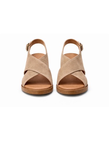 Sandalias de mujer de ante con piel de serpiente color beige