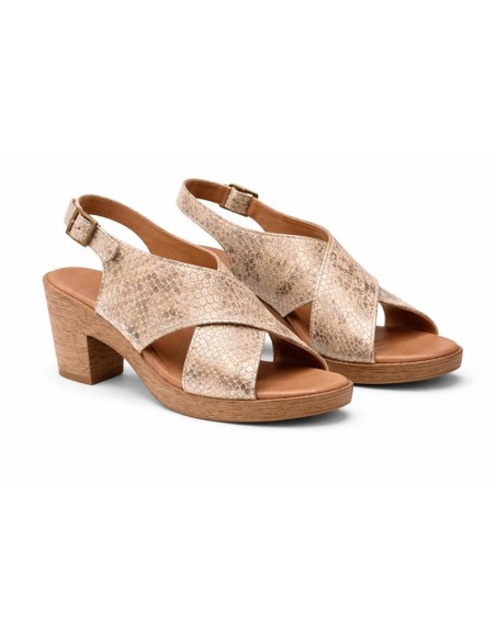 Beige leather women's sandals