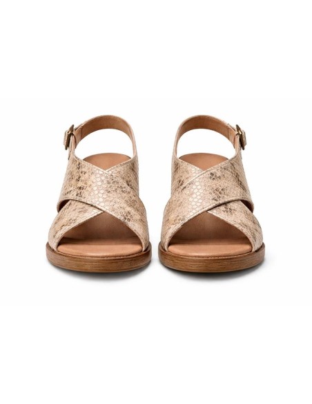 Sandalias de mujer de piel con hebilla color beige