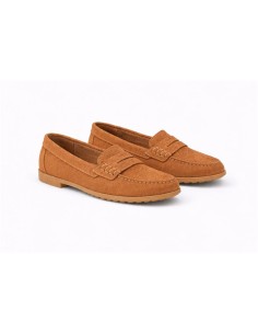 Mocasines de mujer de ante con antifaz color marrón 2
