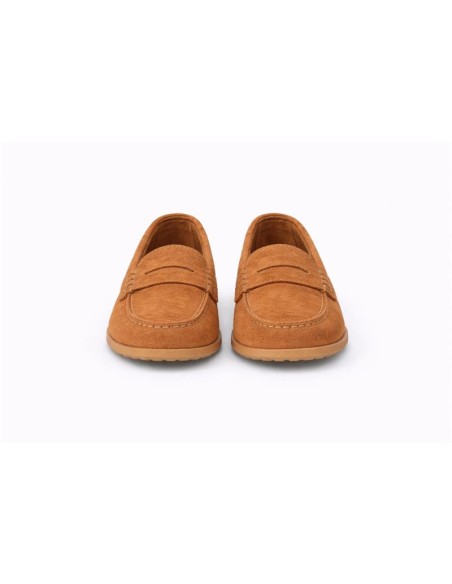 Mocasines de mujer de ante con antifaz color marrón