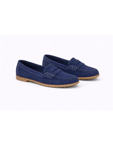 Mocasines de mujer de ante con antifaz color azul