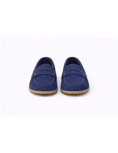 Blue suede women's moccasins