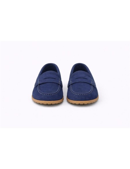 Mocasines de mujer de ante con antifaz color azul