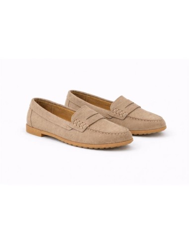 Mocasines de mujer de ante con antifaz color beige