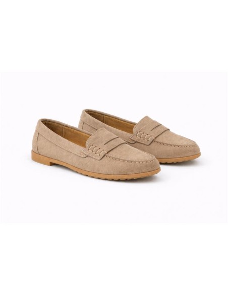 Mocasines de mujer de ante con antifaz color beige