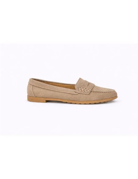 Beige suede women's moccasins