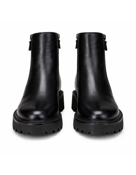 Botines de mujer de piel acabado a mano color negro