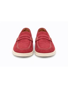 Mocasín de piel con antifaz color burdeos 2