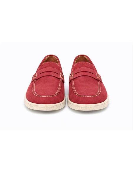 Mocasín de ante con antifaz color burdeos