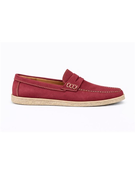 Mocasín de ante con antifaz color burdeos