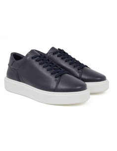 Sneakers de piel liso color azul 2