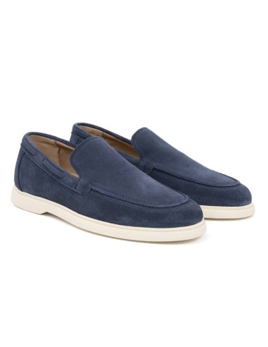 Blue suede moccasin