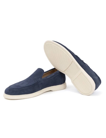 Blue suede moccasin