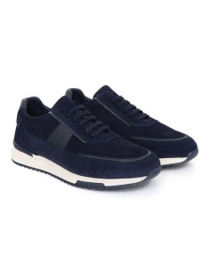 Blue suede sport shoe