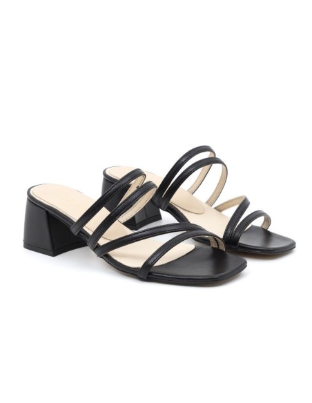 Zapato de Vestir de piel con tiras color negro