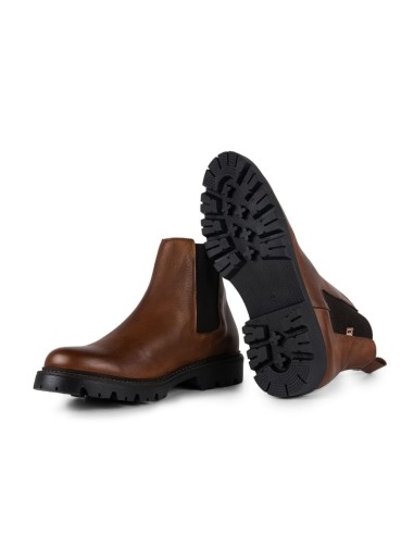 Botines Chelsea de piel con elástico lateral color cuero