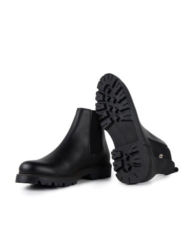 Botines Chelsea de piel con elástico lateral color negro