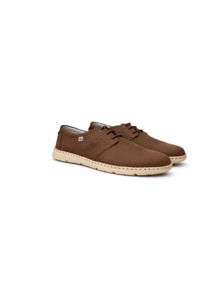 Derby de nobuck con cordones en contraste color beige