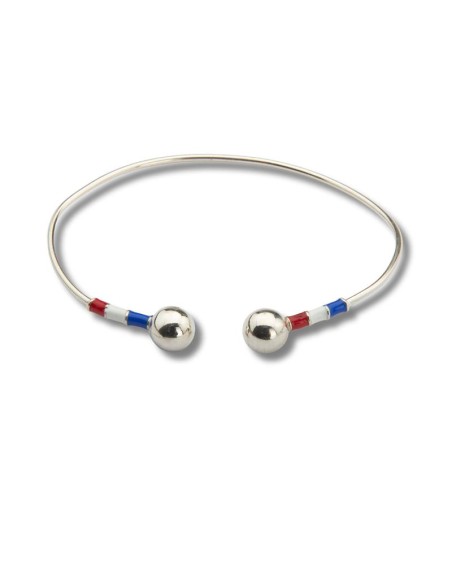 Brazalete de plata acabado a mano color plata