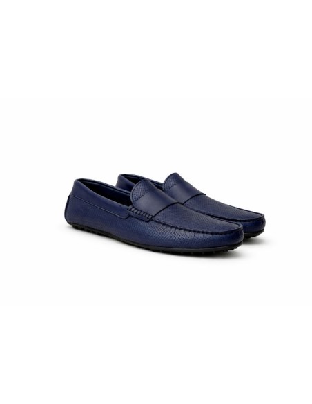 Mocassin de peau bleu MOCBASKET-MARINO
