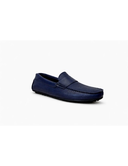 Mocasín de piel con antifaz color azul