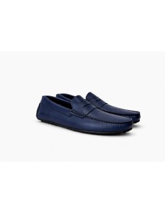 Blue leather moccasin