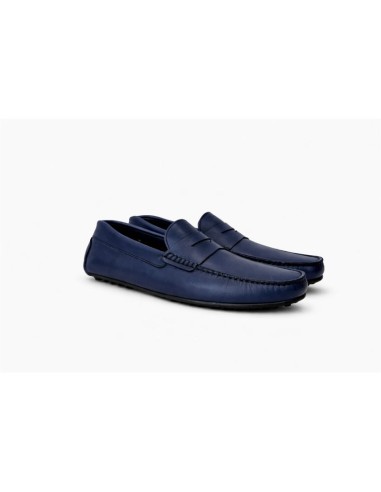 Blue leather moccasin