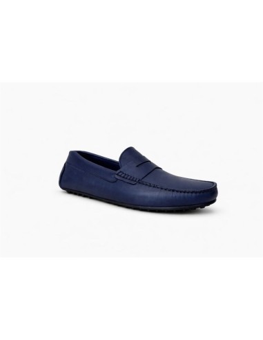 Mocasín de piel con antifaz color azul